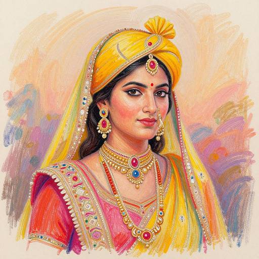Pastel Portrait of Indian Woman