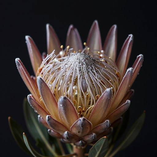 Sanguine Protea Macro with Water Beads