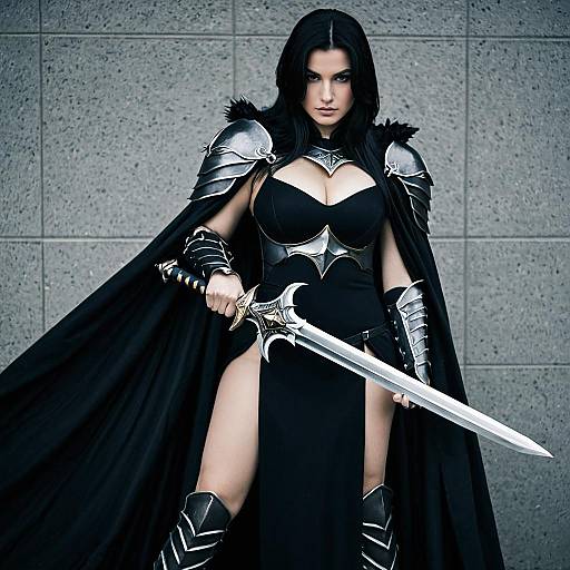 Female warrior cosplay with sword and armor