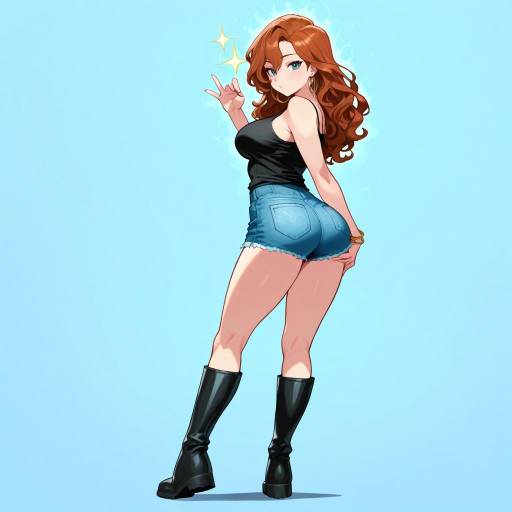Confident Girl in Denim and Boots Confident Girl in Denim and Boots