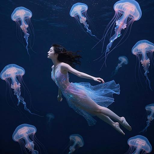 Dreamy Underwater Scene with Jellyfish