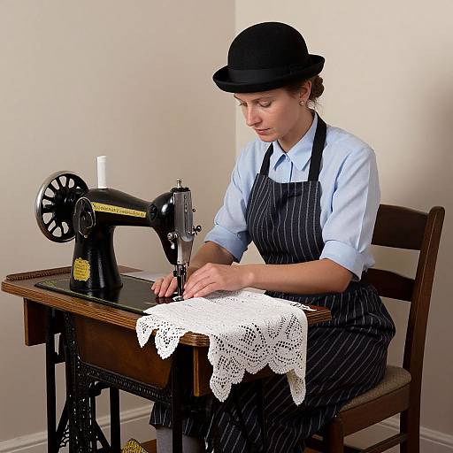 Dutch Woman Sewing Vintage Style