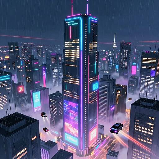 Neon Futuristic Japan Skyline