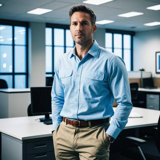 Professional Man in Light Blue Work Attire
