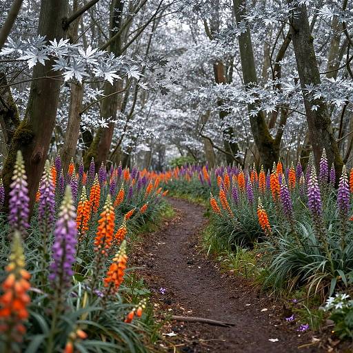 Dreamy Forest Path with Foxgloves