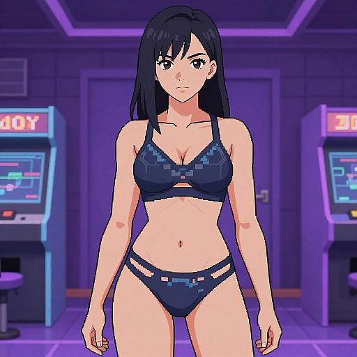 Retro-Futuristic Pixel Art Gamer Girl