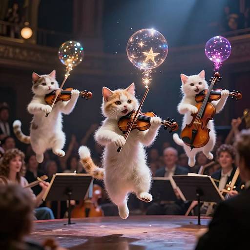 Levitating Feline Violin Symphony