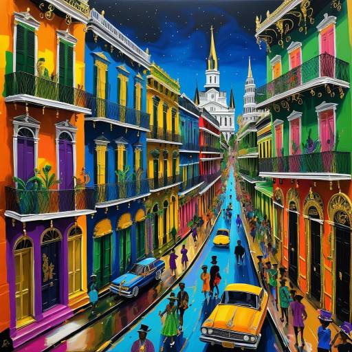 Colorful Mardi Gras Street in New Orleans