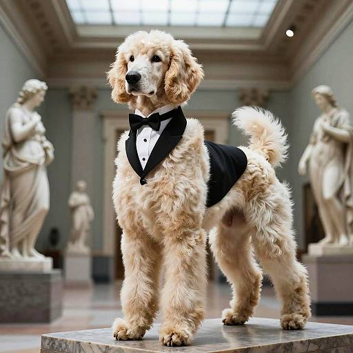 Elegant Afghan Spaniel in Art Museum