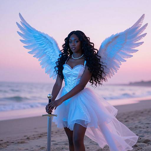 Disney-Style Winged Princess on Beach