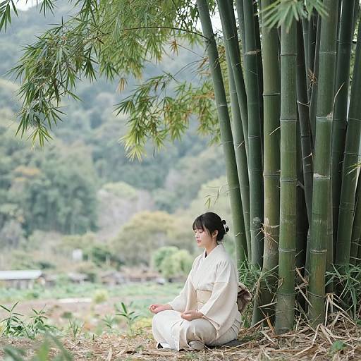 Meditation by Colossal Bamboo Tree