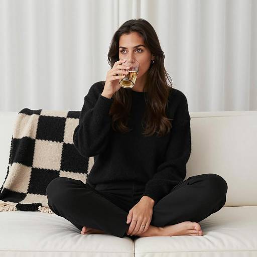 Cozy Living Room with Relaxed Woman