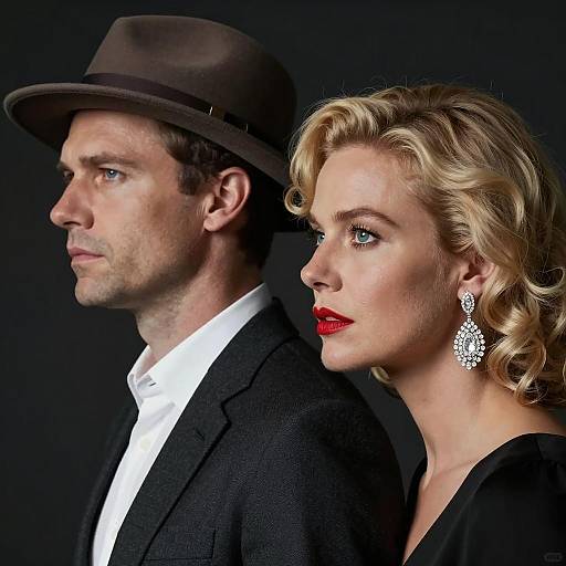 Elegant Couple in Profile Silhouette