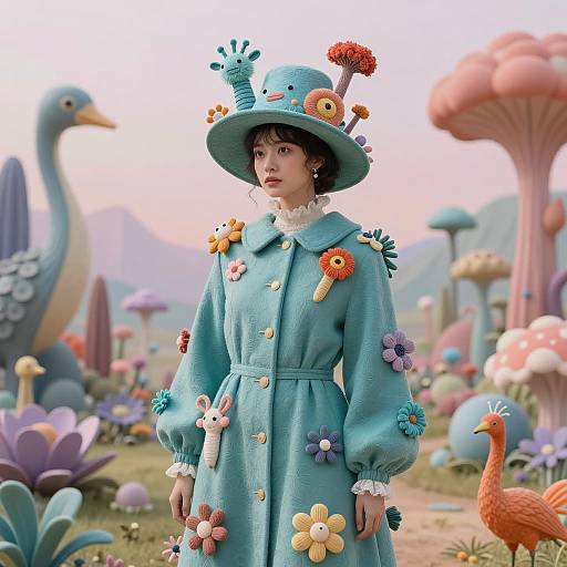 Surreal Fantasy Fashion in Vibrant Landscape