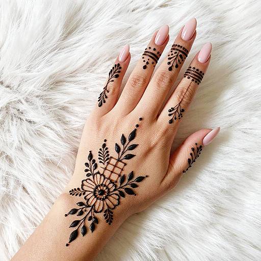 Intricate Black Henna Hand Art