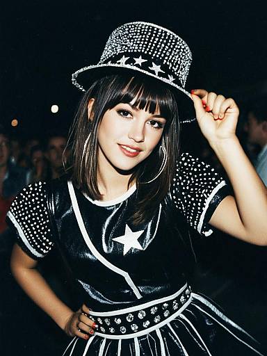 Playful Photorealistic Pop Star Performance Portrait