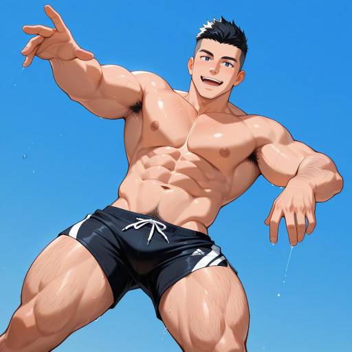 Muscular Male Model in Swimwear Pose Muscular Male Model in Swimwear Pose
