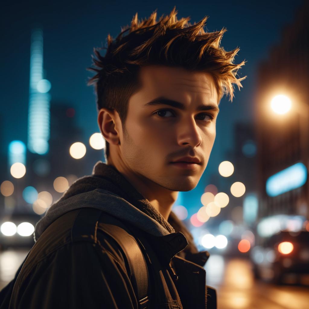 Cinematic Close-Up of a Young Man