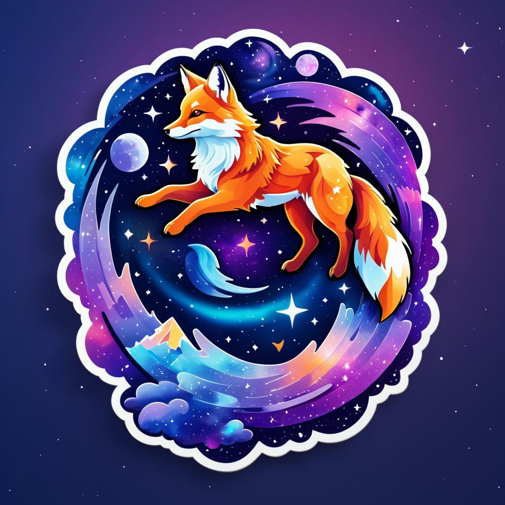 Vibrant Fox Flying in Night Sky