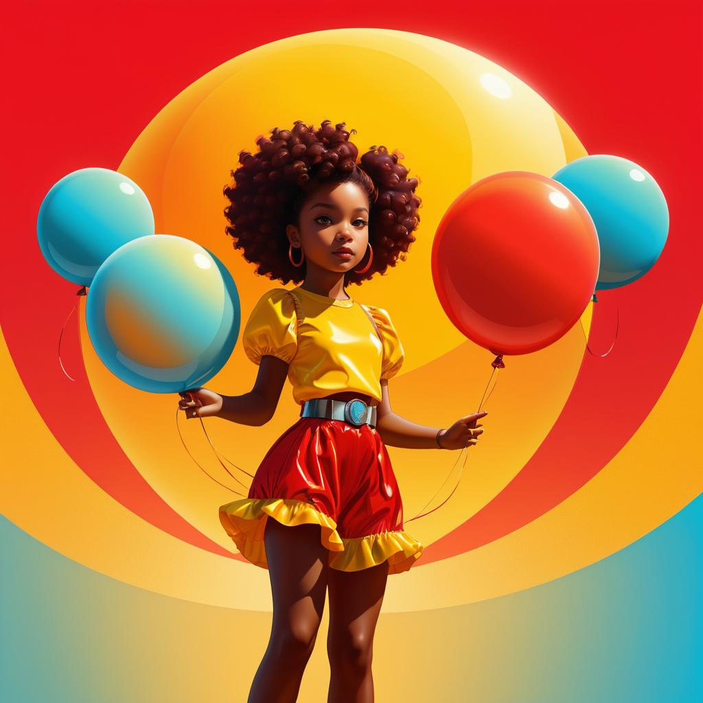 Afrofuturism Art: Young Girl with Balloons