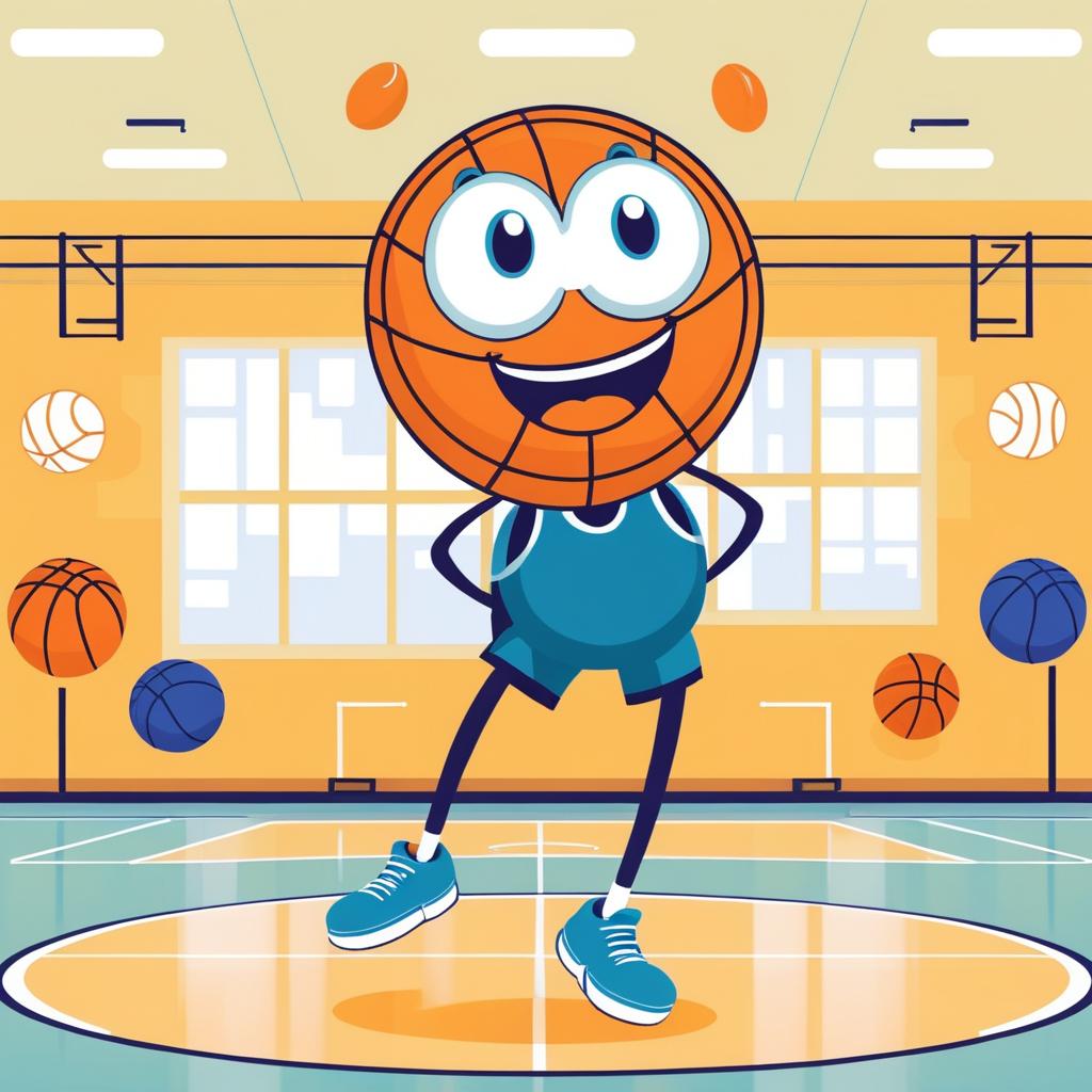 Whimsical Bouncy Basketball Character