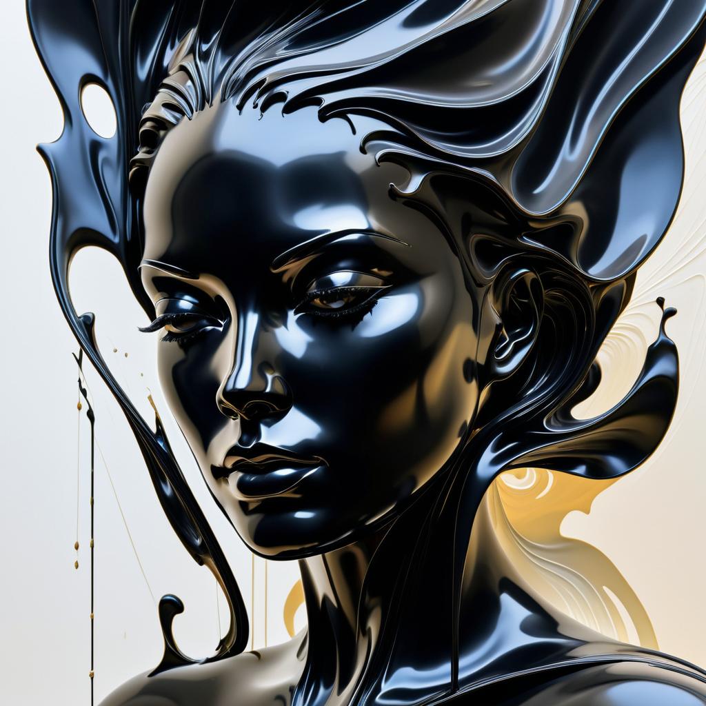 Surreal Abstract Female Face in Fluid Art