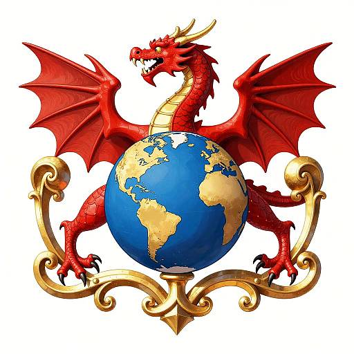 Heraldic Dragon Globe Emblem