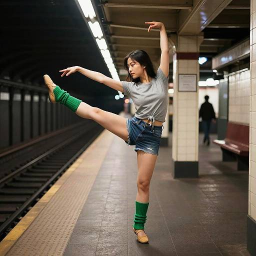 Sprightly Tap Dancer in Retro Subway