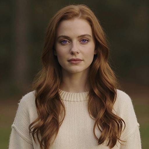 Photorealistic Portrait of Woman with Violet Eyes