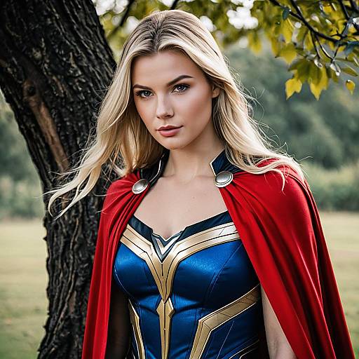 Blonde Woman in Thor Jane Superhero Costume