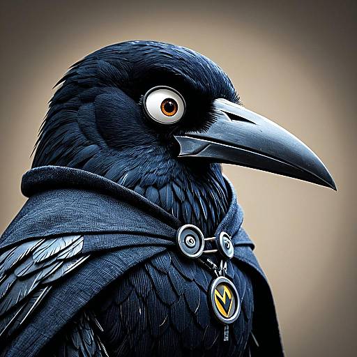Photorealistic Raven Character in Cloak