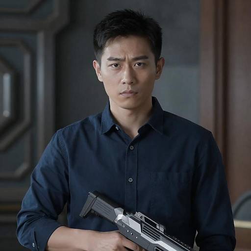 Serious Young Man in Futuristic Setting