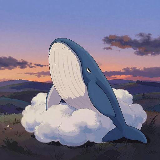 Gentle Cloud Whale in Twilight Sky