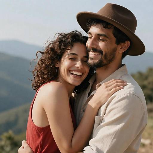 Happy Couple Embracing Outdoors