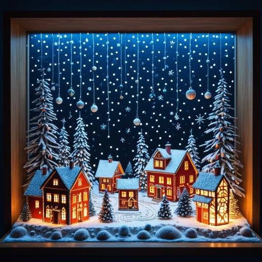 Winter Festival Diorama with Illuminated Houses