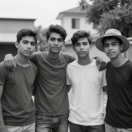 Candid Black and White Youth Outdoors