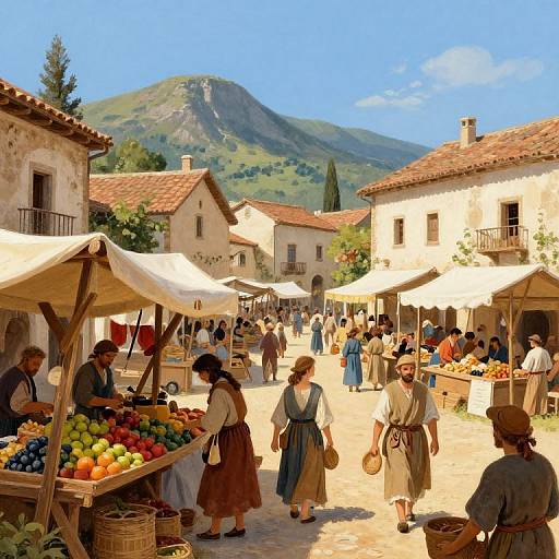 Medieval Marketplace Bustling Scene