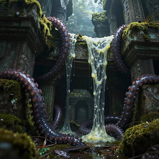 Slime Tentacles on Ancient Mossy Ruins