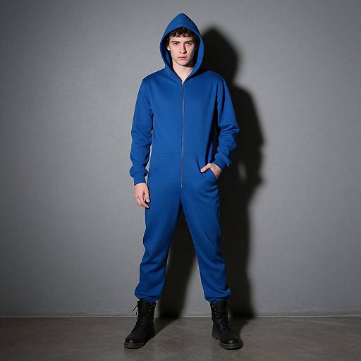 Realistic Male in Blue Halloween Jumpsuit
