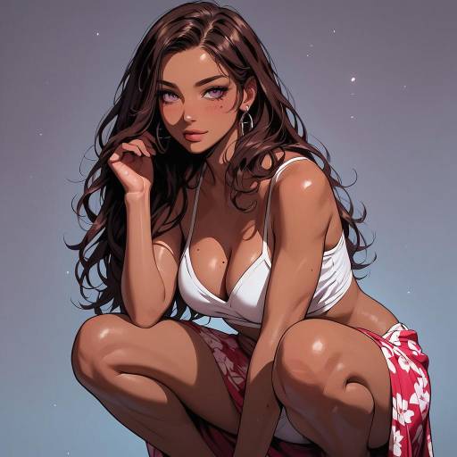 Sultry Manga Girl on Celestial Balcony