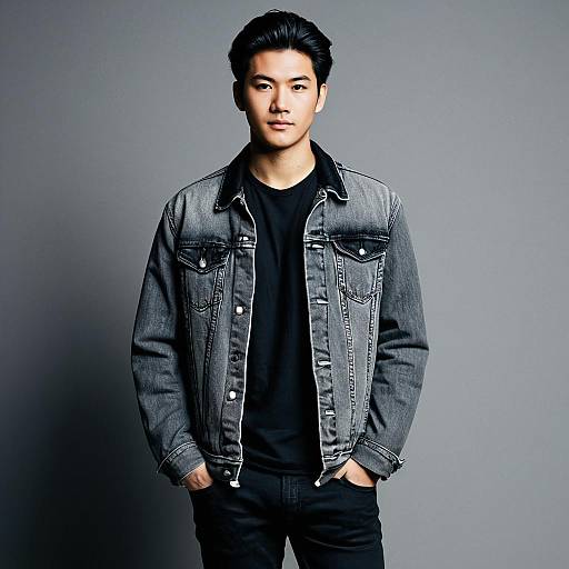 Stylish Young Man in Denim Jacket