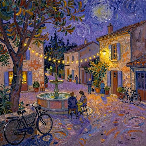 Van Gogh Style Provence Village Square