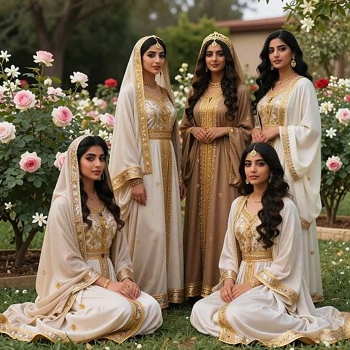 Arabian Girls in Blooming Garden