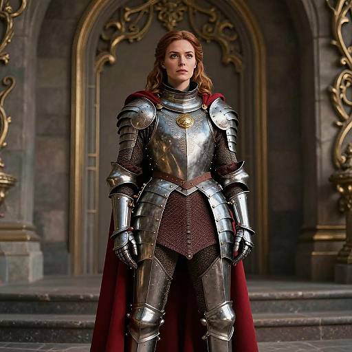 Heroic Woman in Medieval Armor