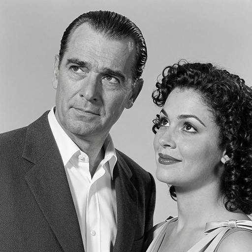 Intense Couple in Black and White Portrait