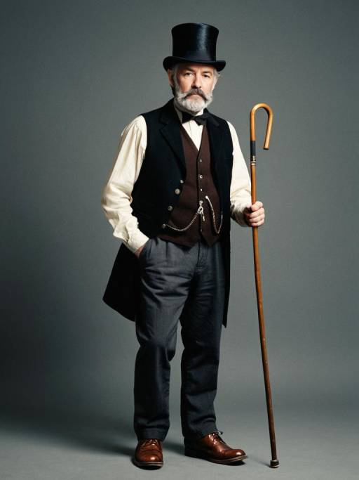 Vintage Gentleman in Top Hat with Cane