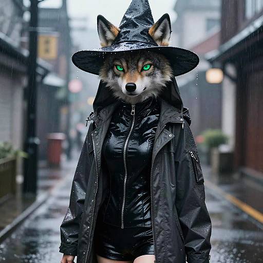 Photorealistic Furry Girl in Rain
