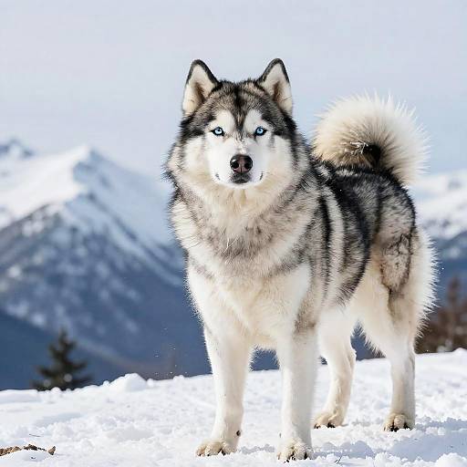 Majestic Gray Alaskan Malamute in Snow