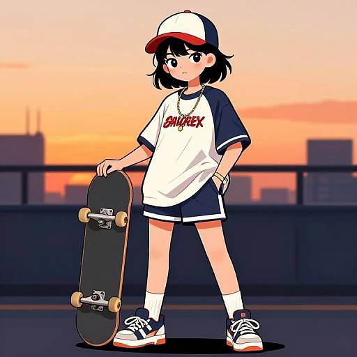 Digital anime-style drawing of a young girl in a white 