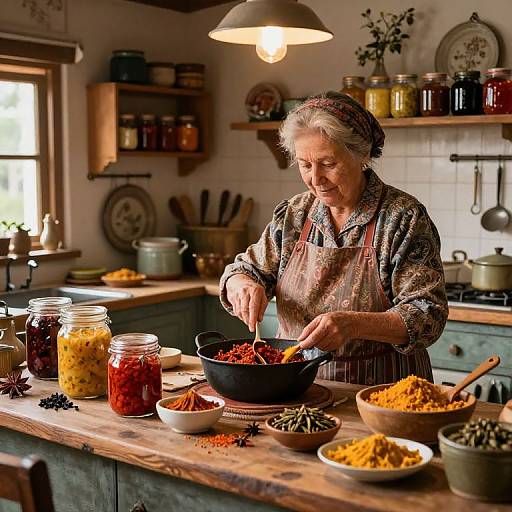 Auntie's Cozy Vintage Kitchen Scene